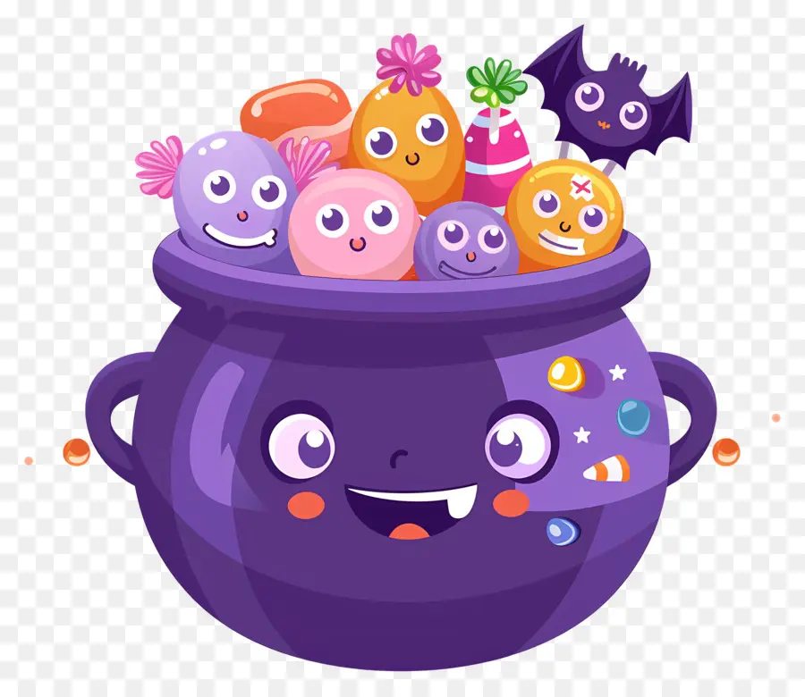 Dulces De Halloween，Caldero De Caramelo Morado PNG