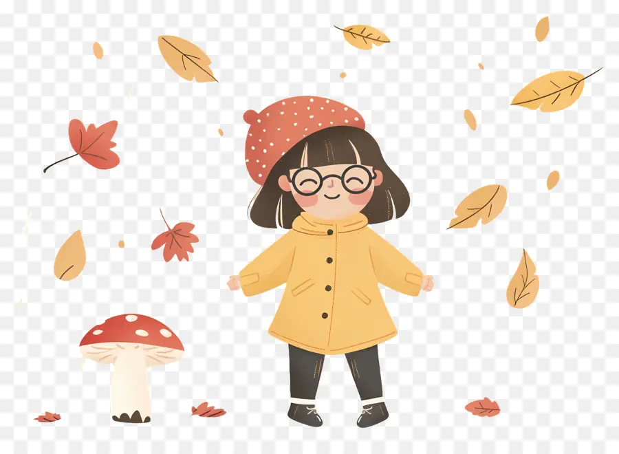 Fondo De Otoño，Niño En Impermeable PNG