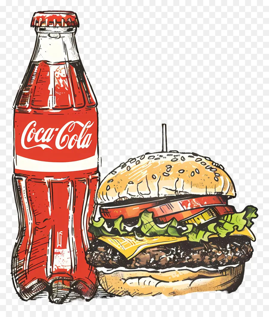 Hamburguesa Coca Cola，Coca Cola Y Hamburguesa PNG