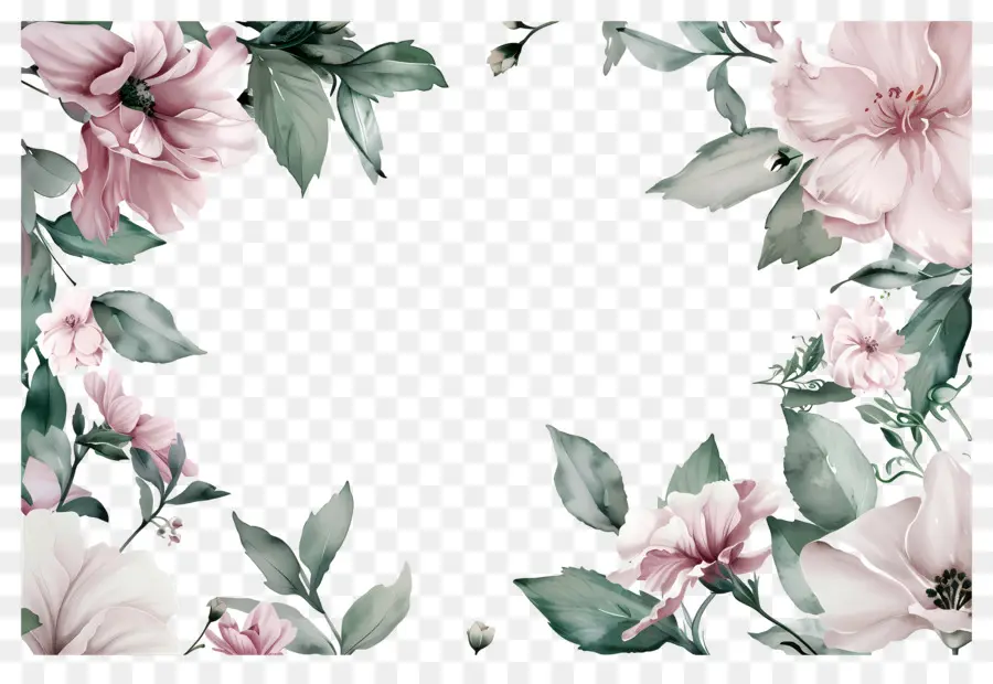 Fondo De Flores Tropicales，Borde Floral PNG