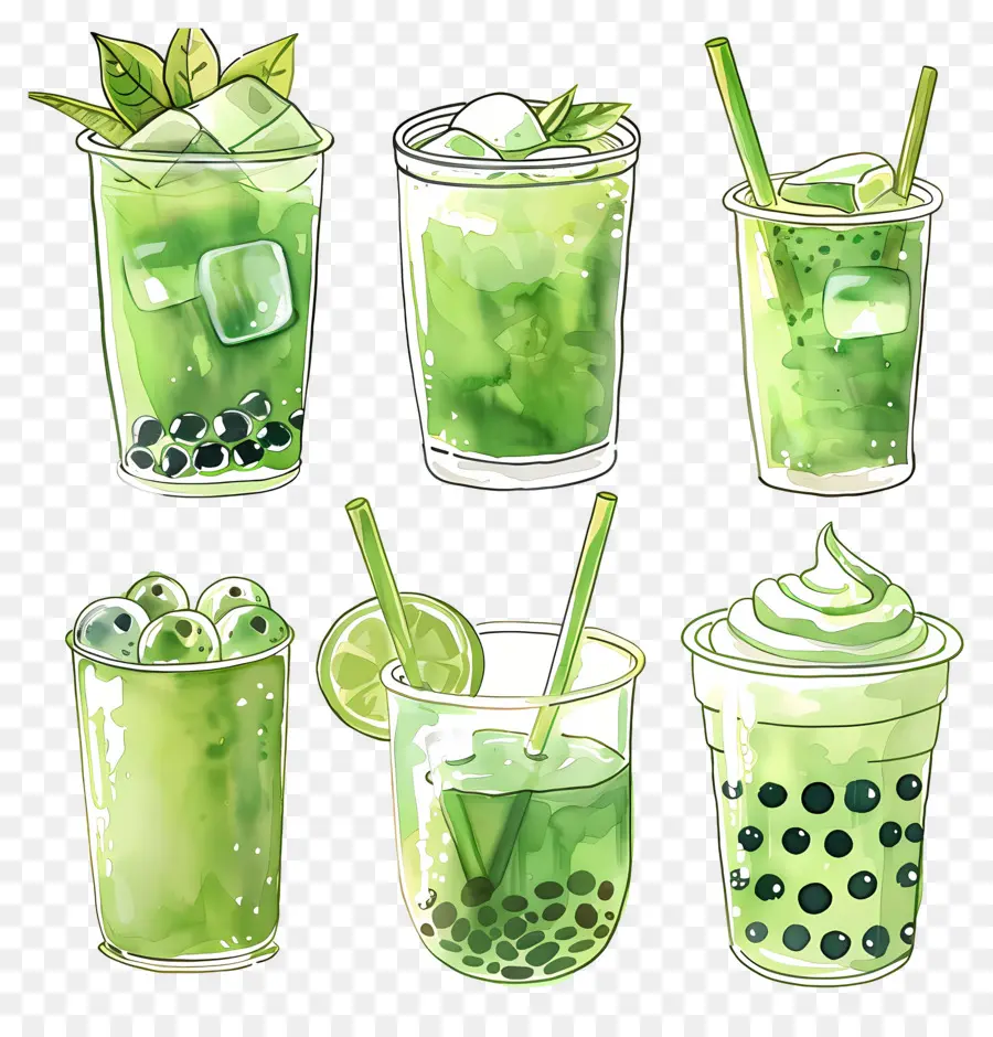 Bebida Matcha，Bebidas Verdes PNG