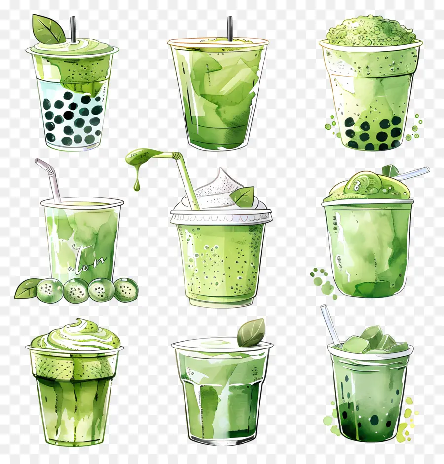 Bebida Matcha，Bebidas Verdes PNG