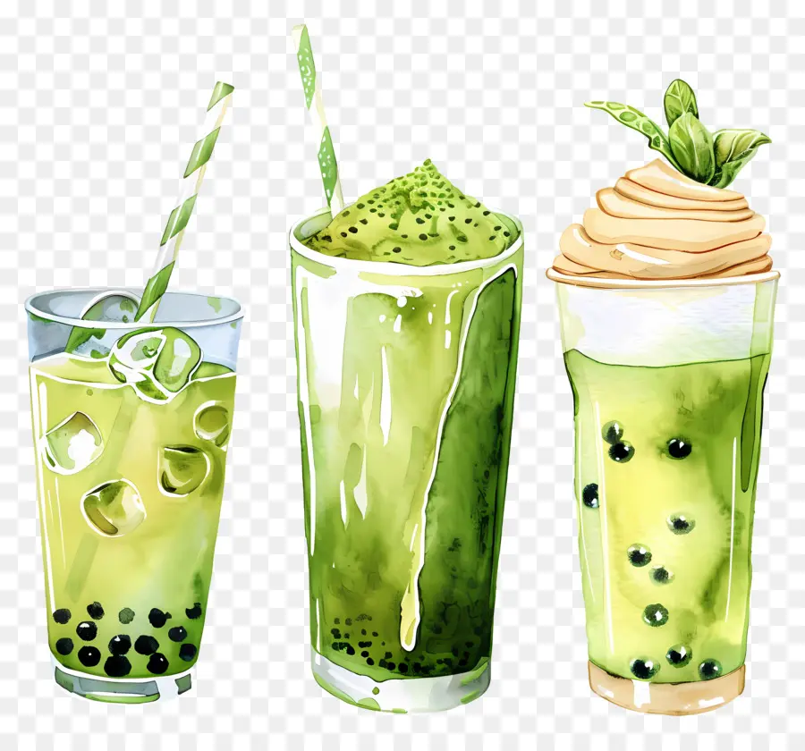 Bebida Matcha，Batidos Verdes PNG