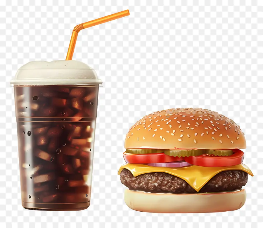 Hamburguesa Coca Cola，Hamburguesa Y Bebida PNG