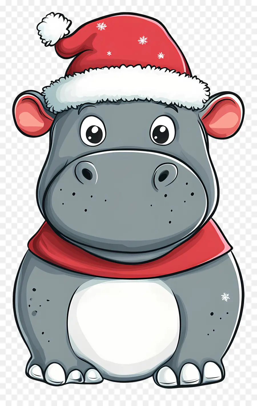 Hipopótamo Navideño，Hipopótamo De Dibujos Animados Con Gorro De Papá Noel PNG