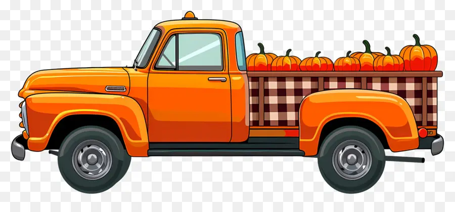 Camión De Calabaza，Camioneta Roja Con Calabazas PNG