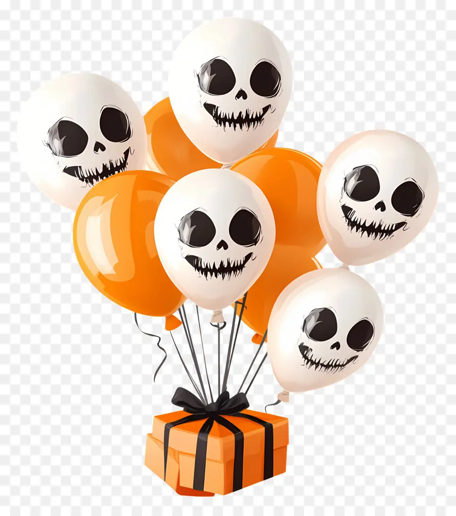 Globos De Halloween，Globos Y Regalo De Halloween PNG