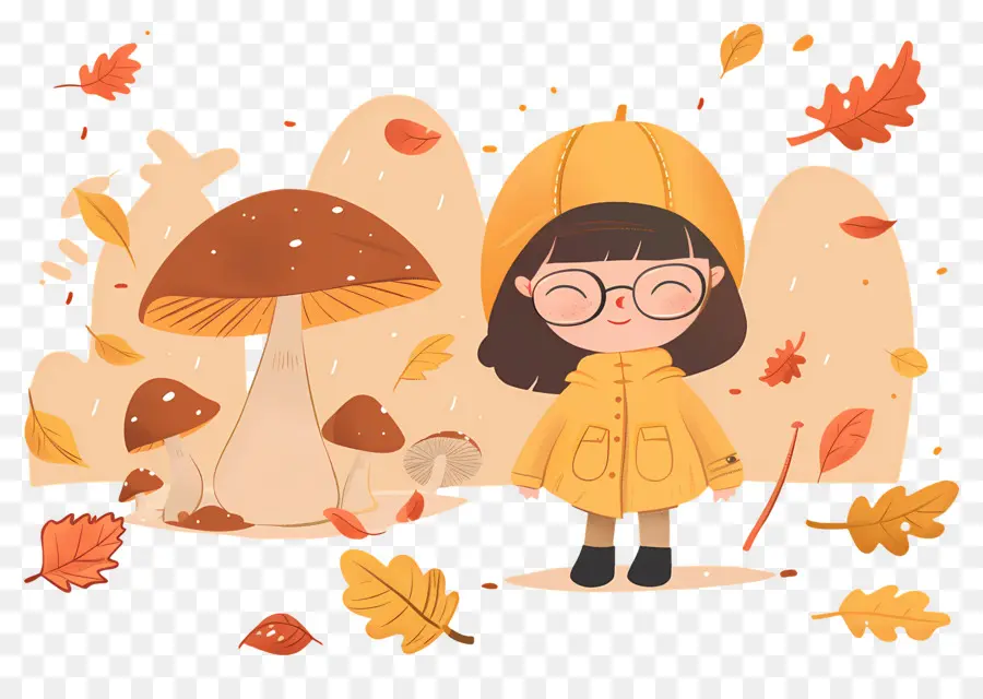 Fondo De Otoño，Niño En Impermeable PNG