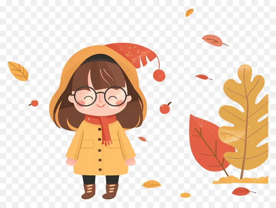 Fondo De Otoño，Niño En Impermeable PNG