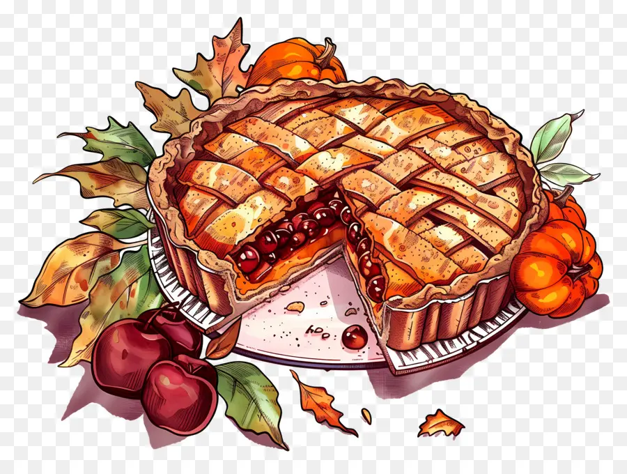 Pastel De Acción De Gracias，Pastel De Cereza PNG