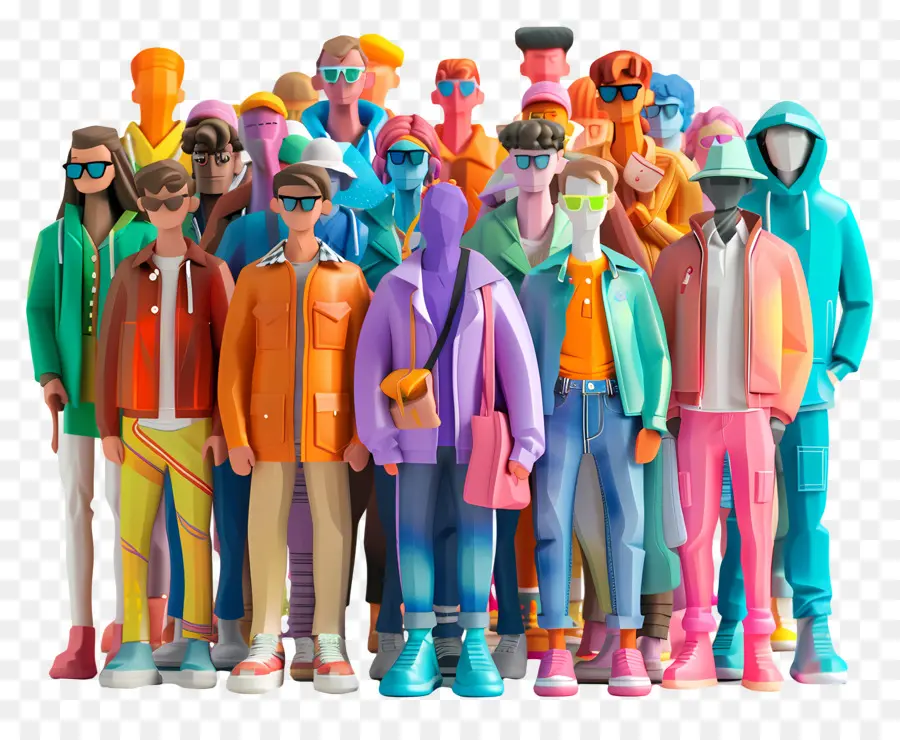 Multitud De Personas，Figuras Vibrantes PNG