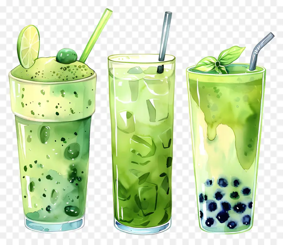 Bebida Matcha，Bebidas Verdes PNG