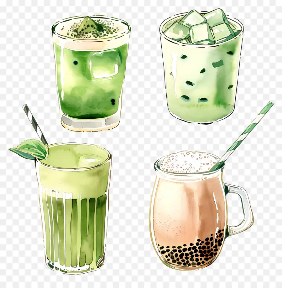 Bebida Matcha，Bebidas Verdes PNG