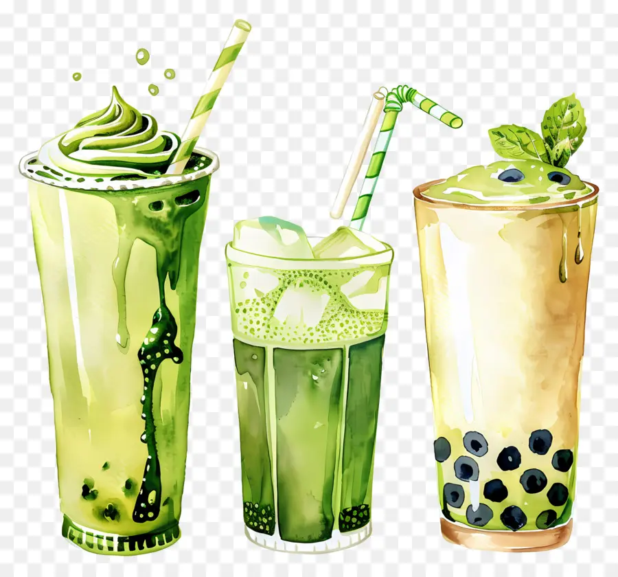 Bebida Matcha，Batidos Verdes PNG