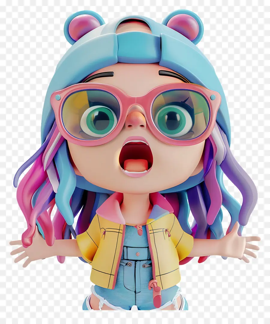 Chica Sorpresa，Personaje Colorido Con Gafas PNG