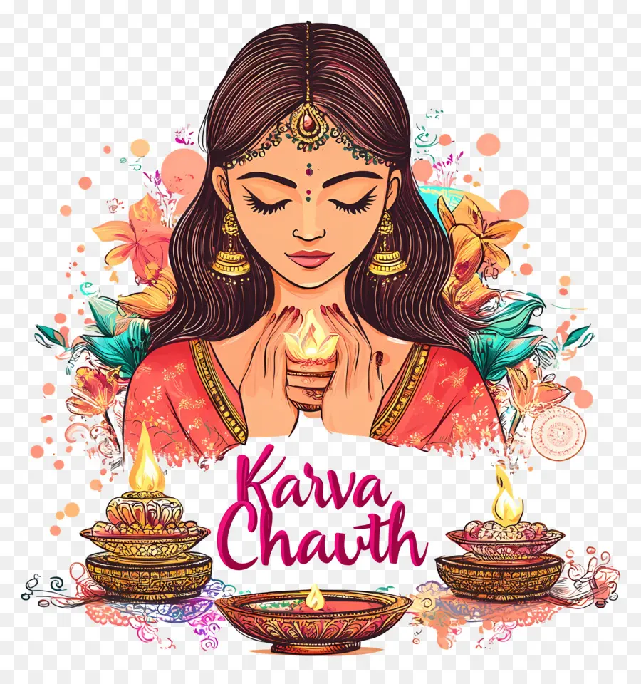 Karva Chauth，Mujer Con Lámpara PNG