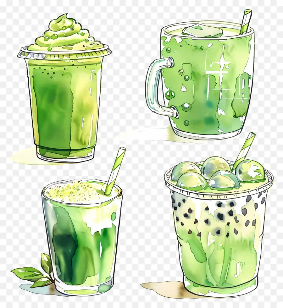 Bebida Matcha，Bebidas Verdes PNG