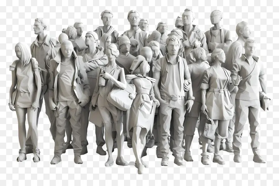 Multitud De Personas，Figuras Monocromas PNG