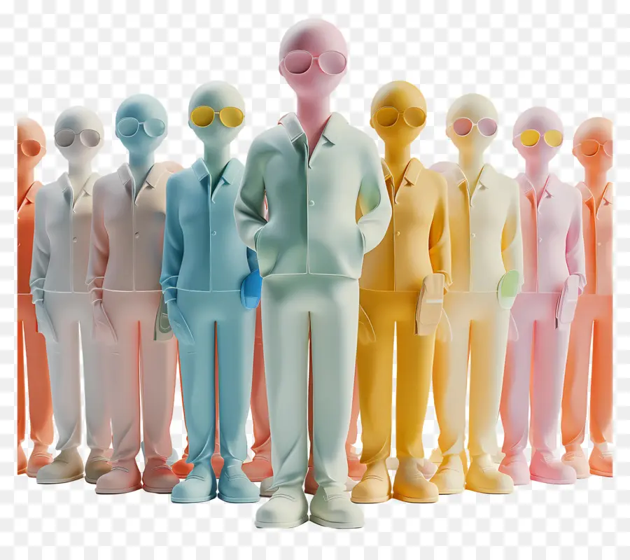 Multitud De Personas，Figuras En Colores Pastel PNG