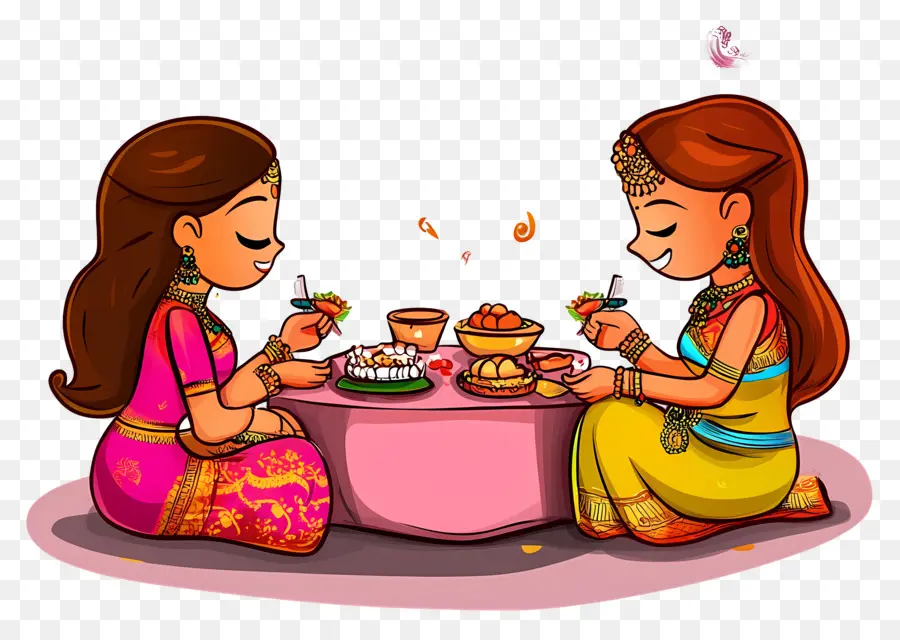 Karva Chauth，Mujeres Comiendo PNG