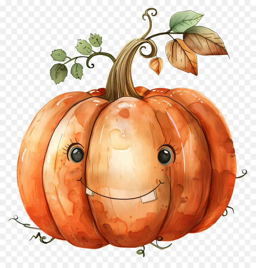 Calabaza Acuarela，Calabaza Sonriente PNG