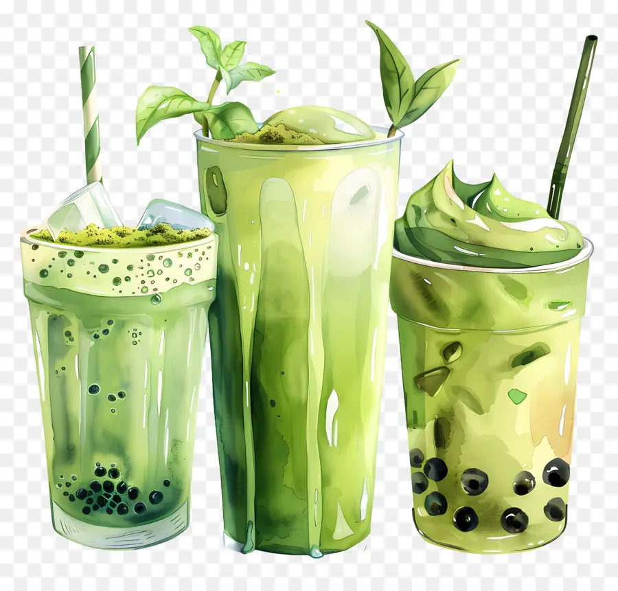 Bebida Matcha，Bebidas Verdes PNG