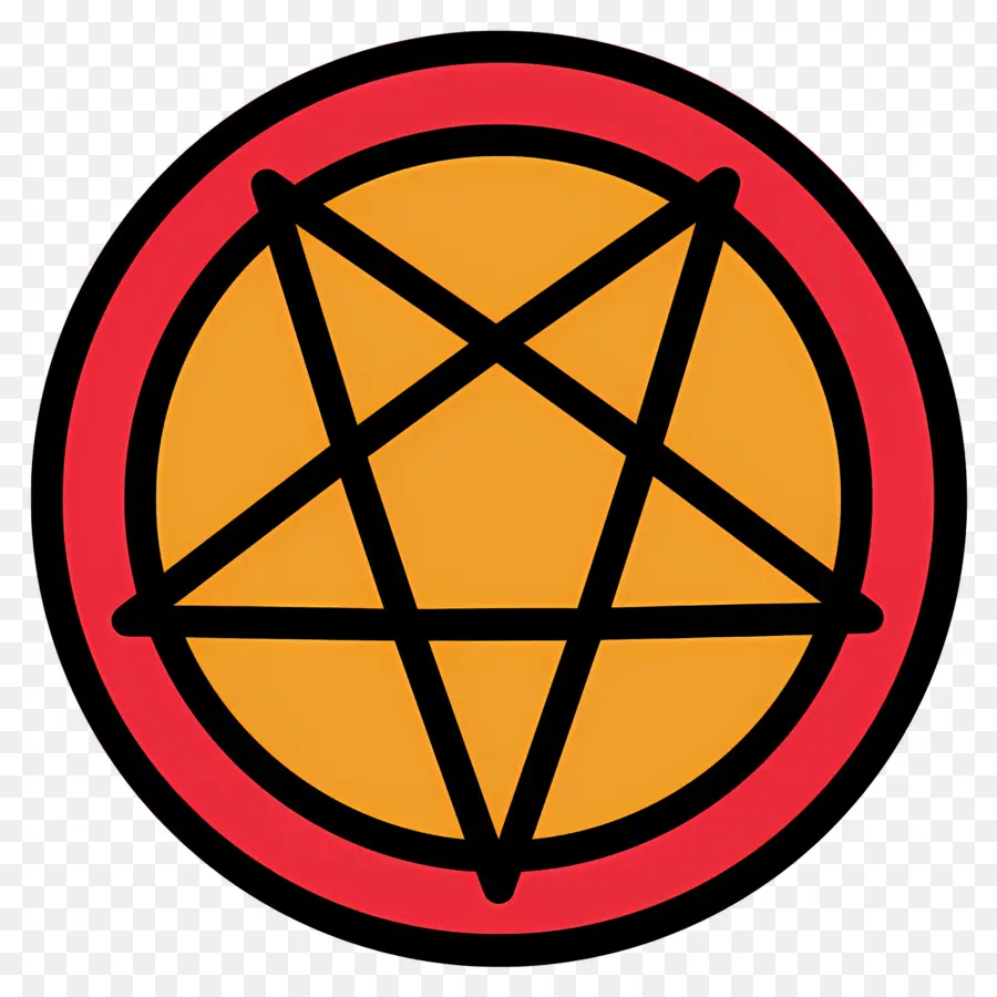 Símbolo Del Pentagrama，Pentagrama Rojo Y Amarillo PNG