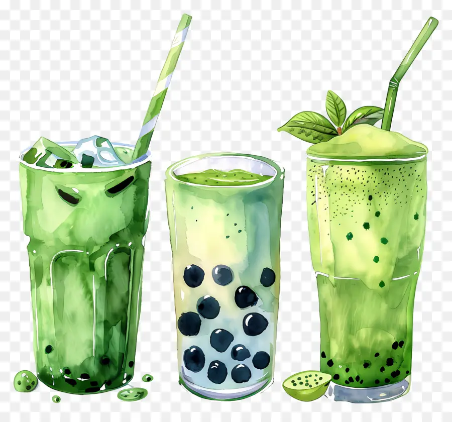 Bebida Matcha，Batidos Verdes PNG