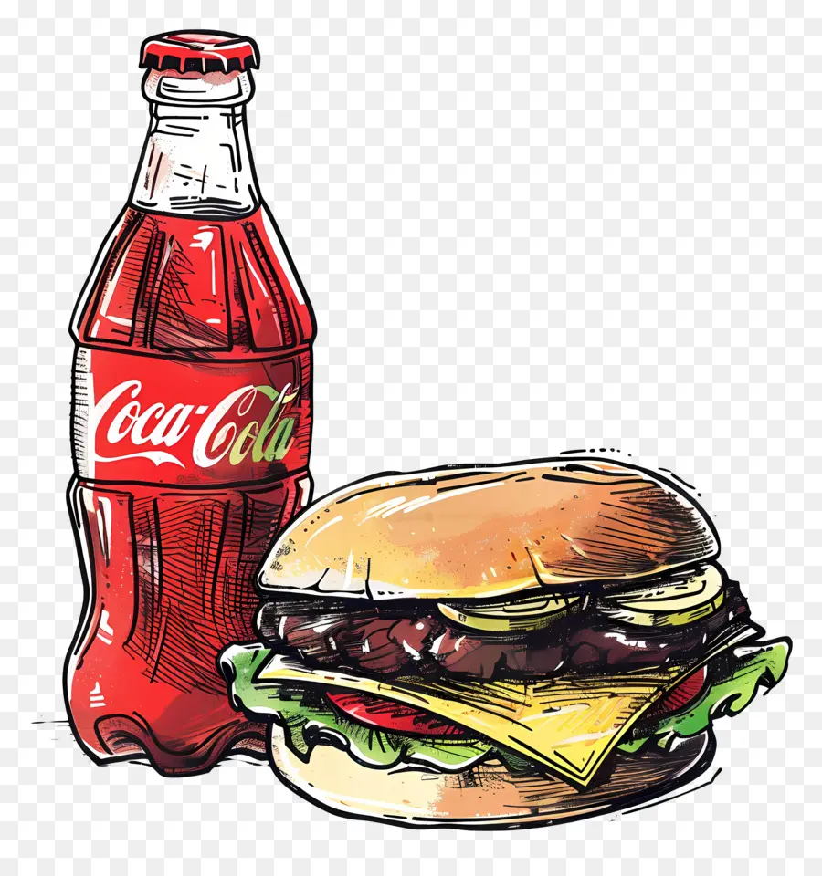 Hamburguesa Coca Cola，Coca Cola Y Hamburguesa PNG