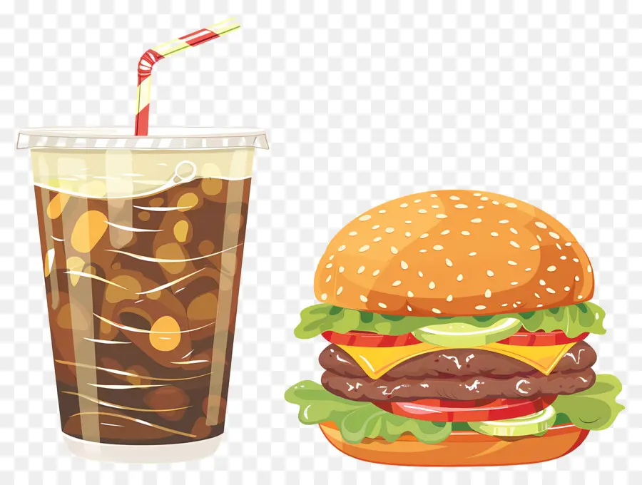 Hamburguesa Coca Cola，Hamburguesa Y Bebida PNG