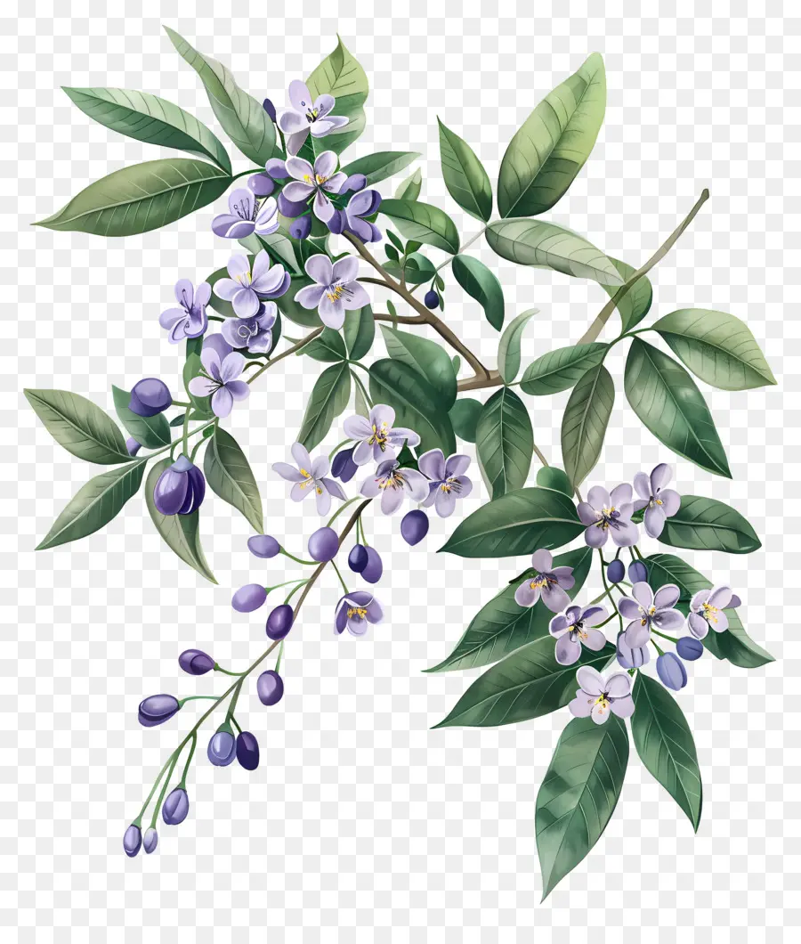 Arándano Floreciente，Flores Moradas PNG