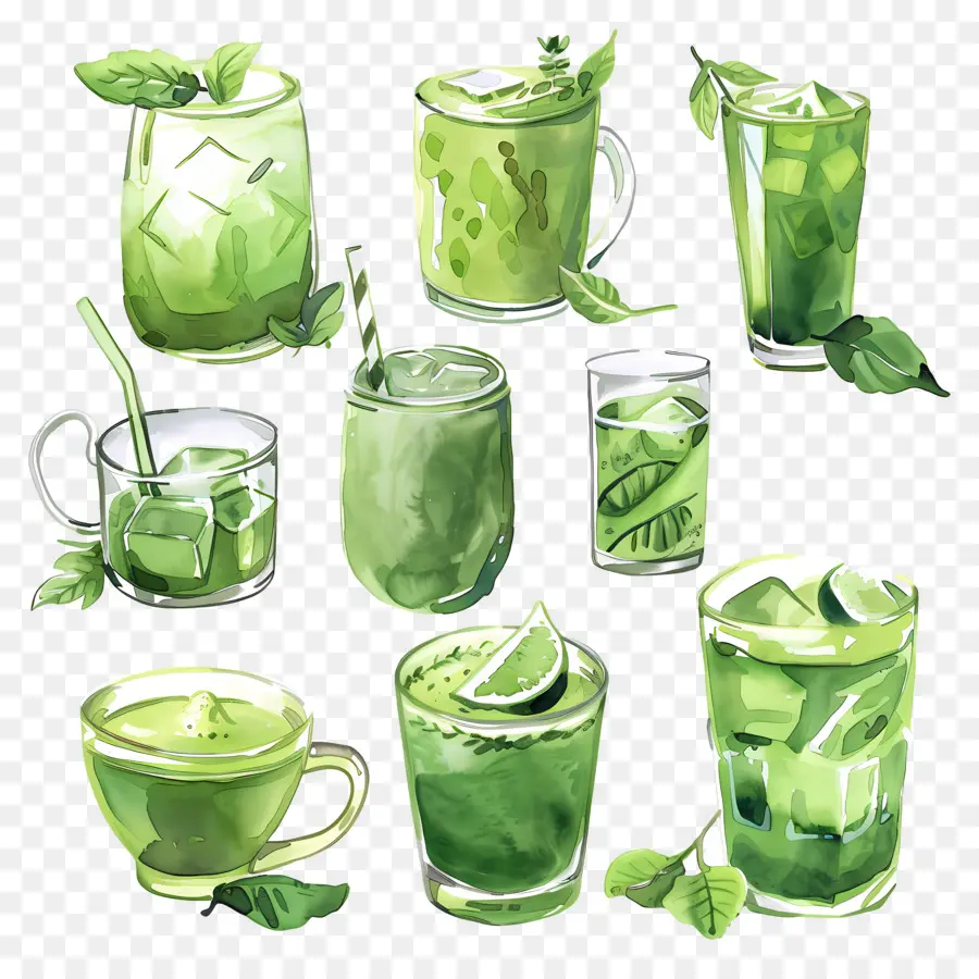 Bebida Matcha，Bebidas Verdes PNG