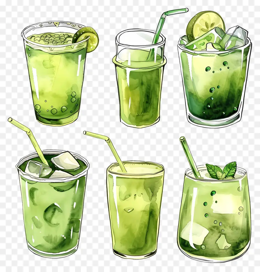 Bebida Matcha，Bebidas Verdes PNG