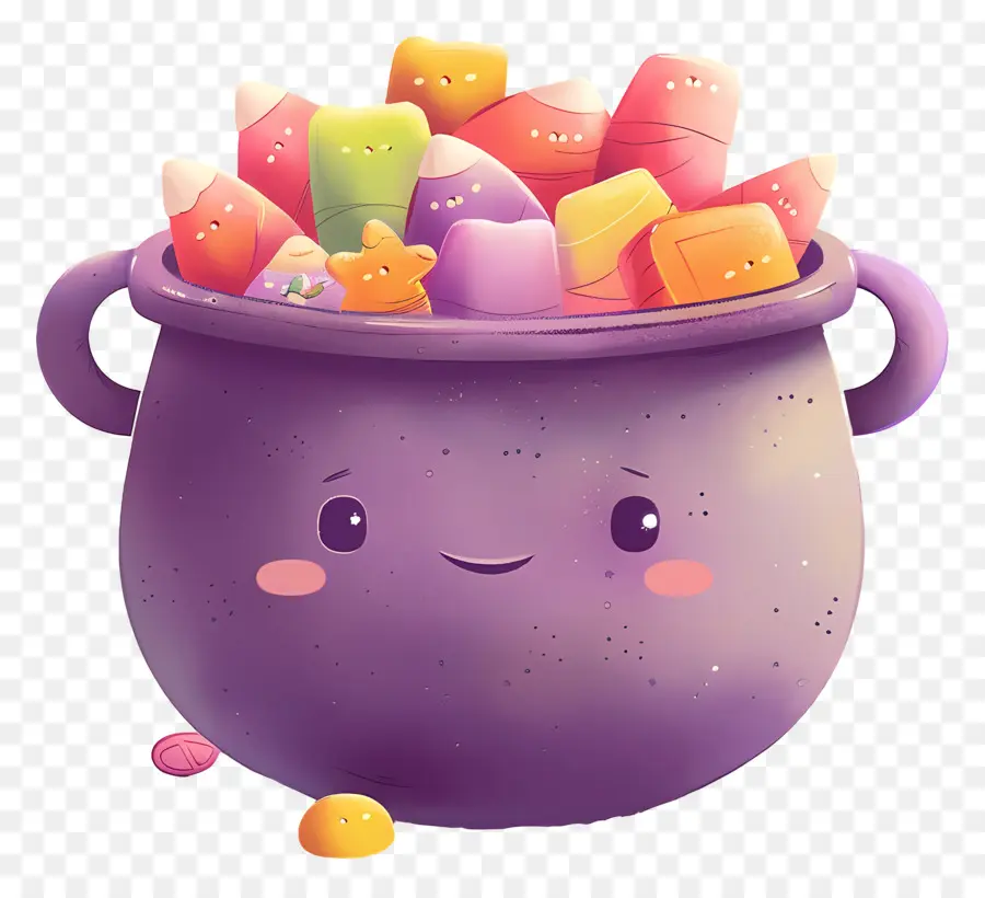 Dulces De Halloween，Caldero Morado PNG