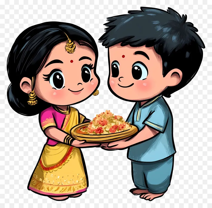 Feliz Bhai Dooj，Hermanos De Dibujos Animados PNG