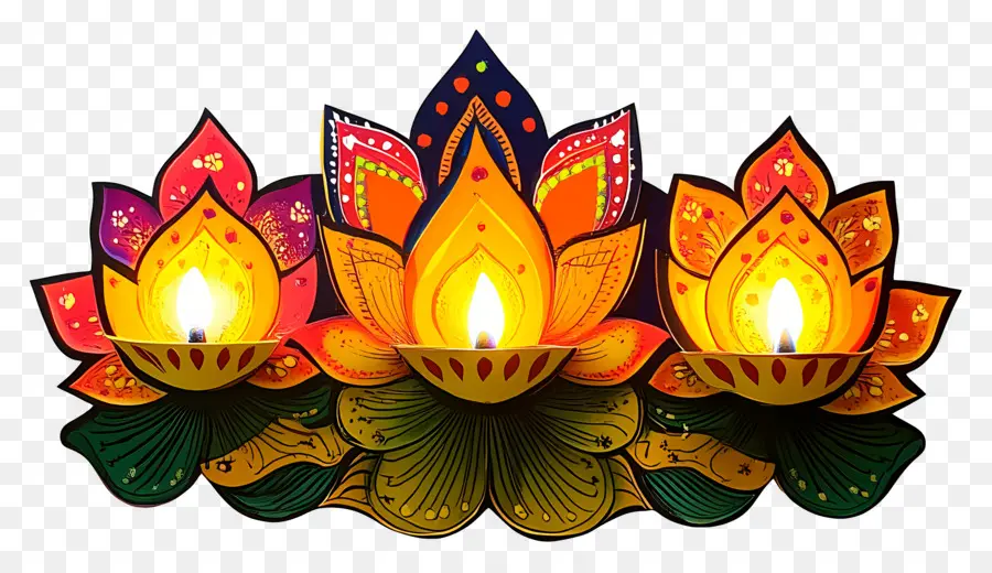 Dipavali，Trío Lotus Diya PNG