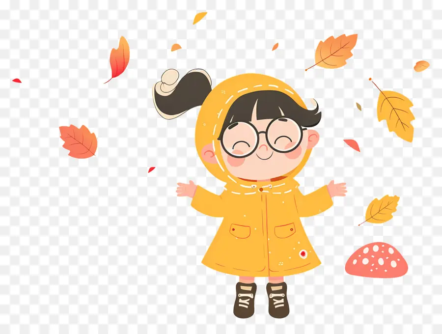 Fondo De Otoño，Niño En Impermeable PNG