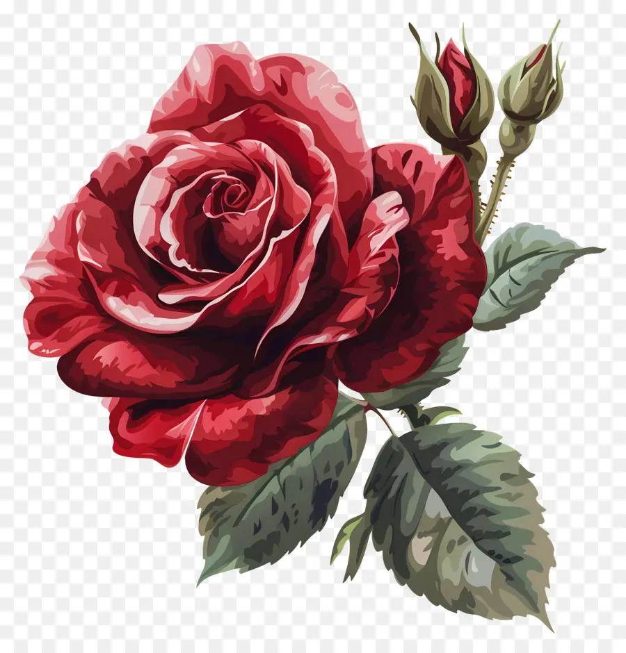 Rosa Roja，Hojas PNG