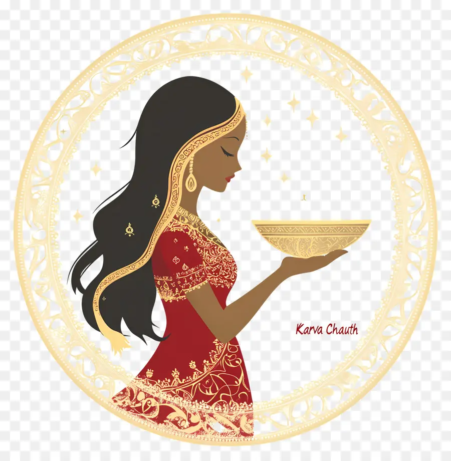 Karva Chauth，Mujer En Traje Tradicional PNG