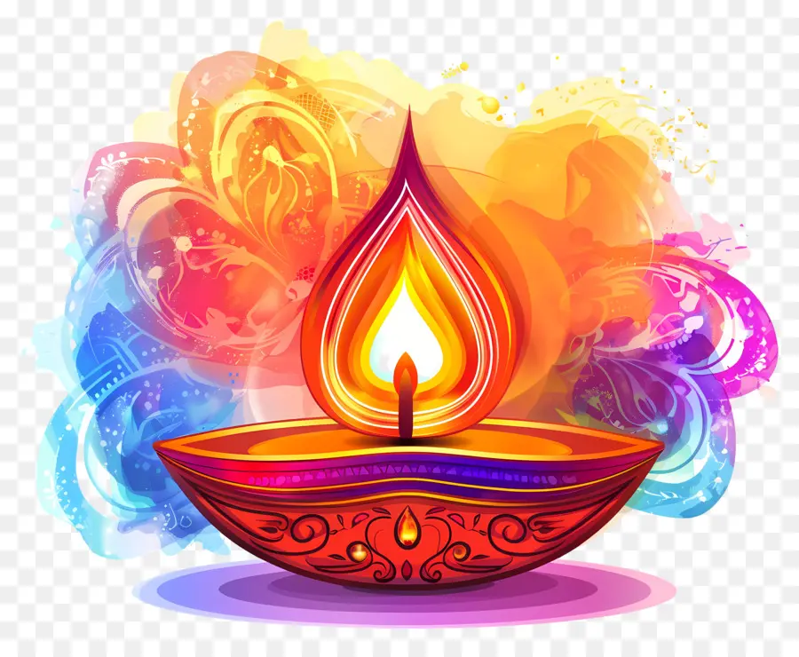 Diwali Diya，Vela Colorida PNG