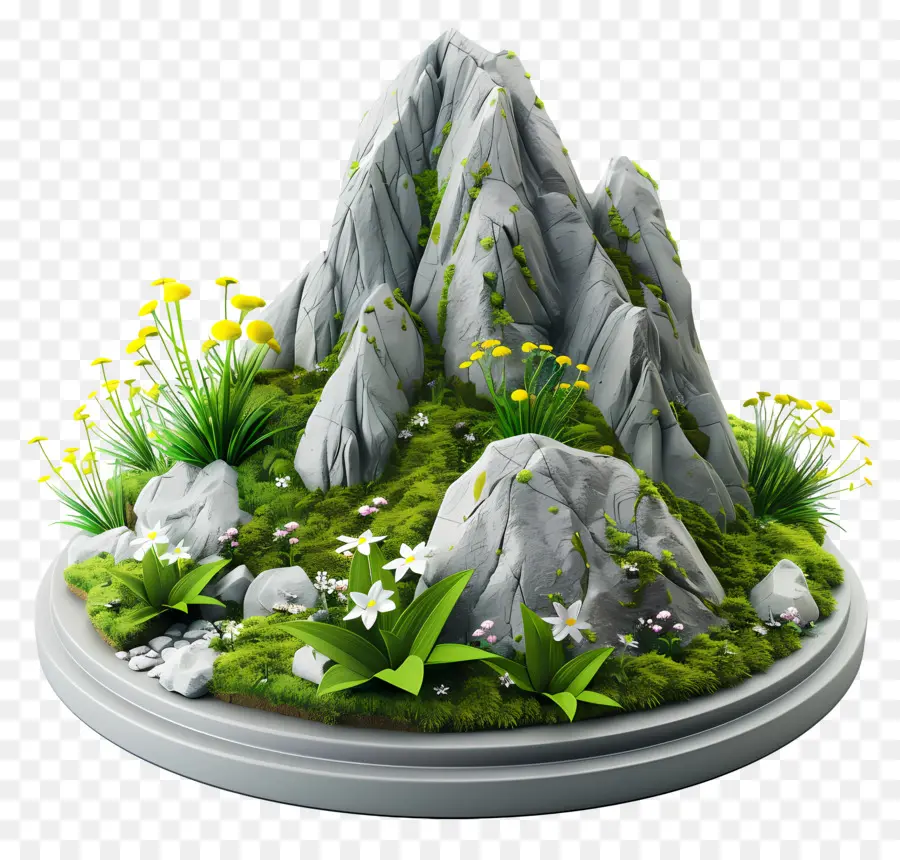 Hierba De Montaña，Montaña En Miniatura PNG