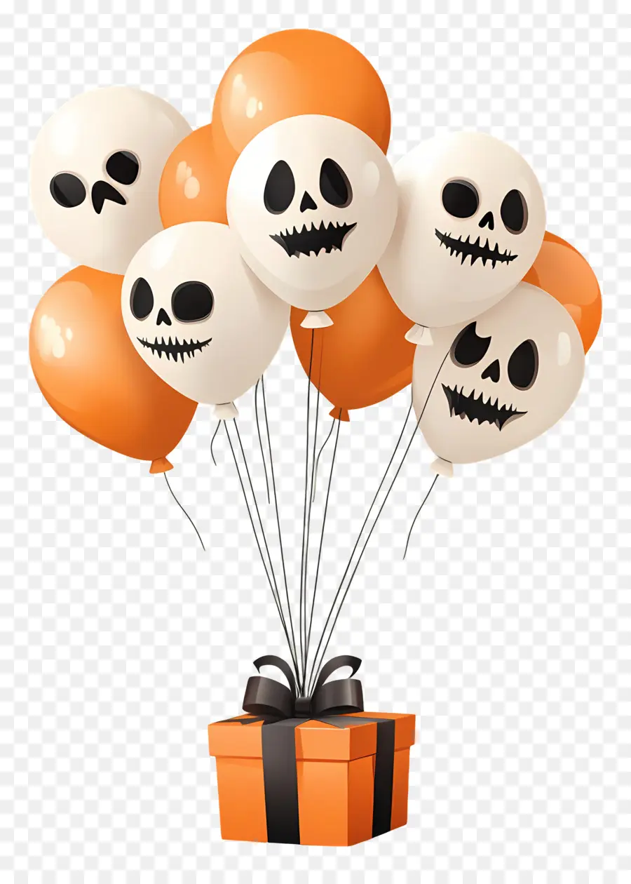 Globos De Halloween，Globos Y Regalo De Halloween PNG