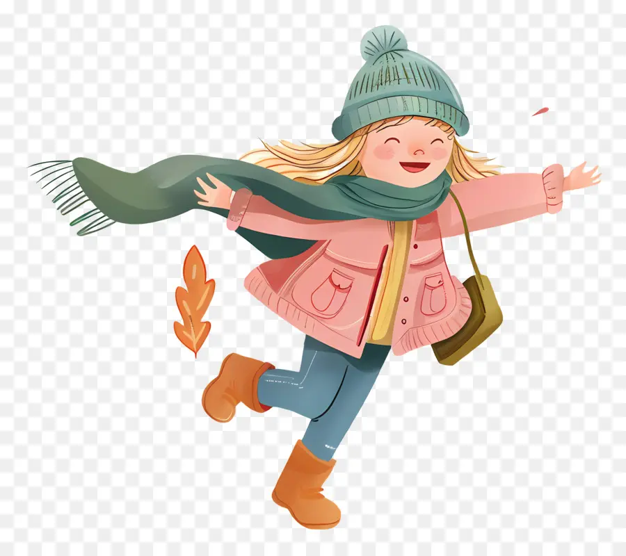 Fondo De Otoño，Chica Corriendo Con Libros PNG