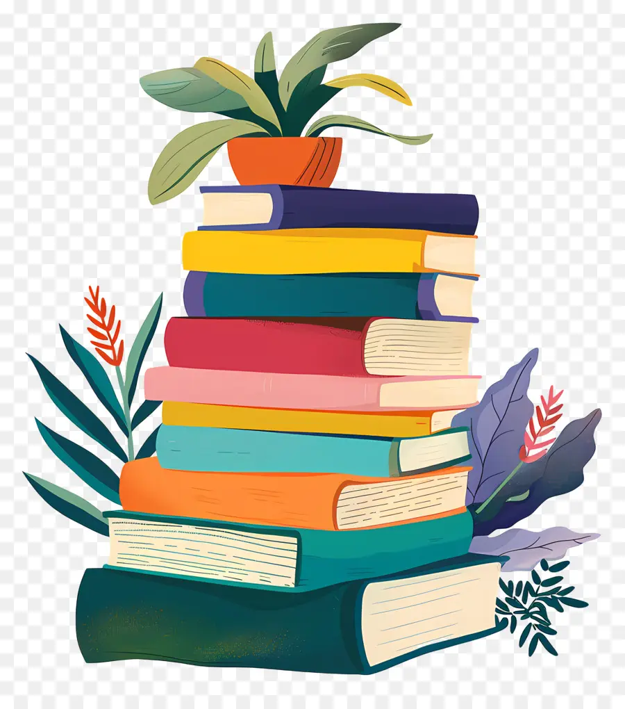 Pila De Libros，Libros Rosas PNG