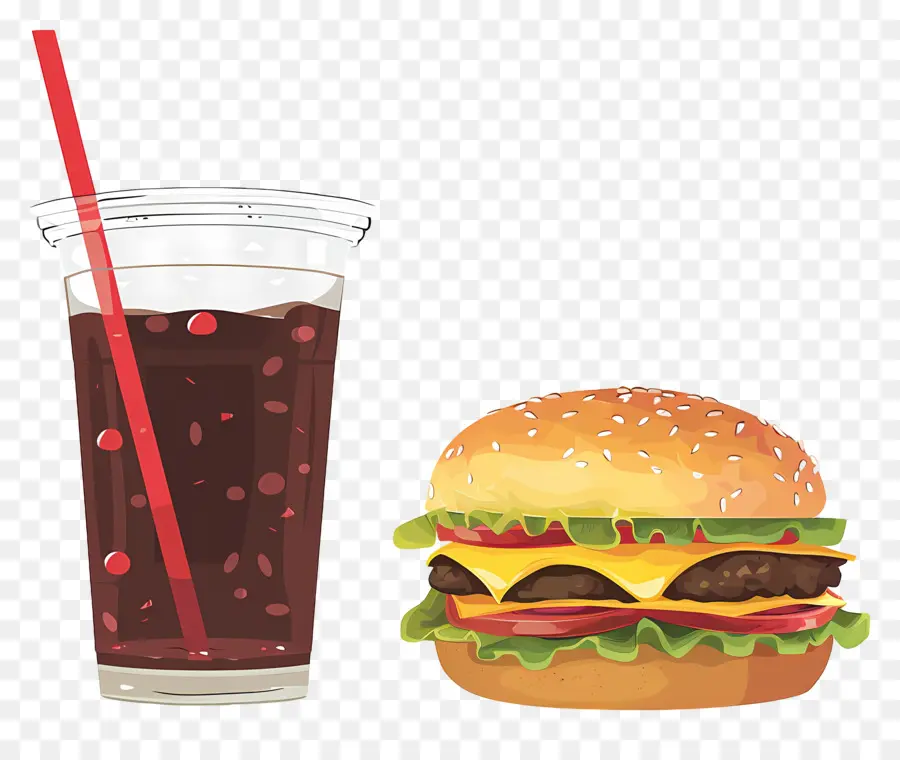 Hamburguesa Coca Cola，Hamburguesa Y Bebida PNG