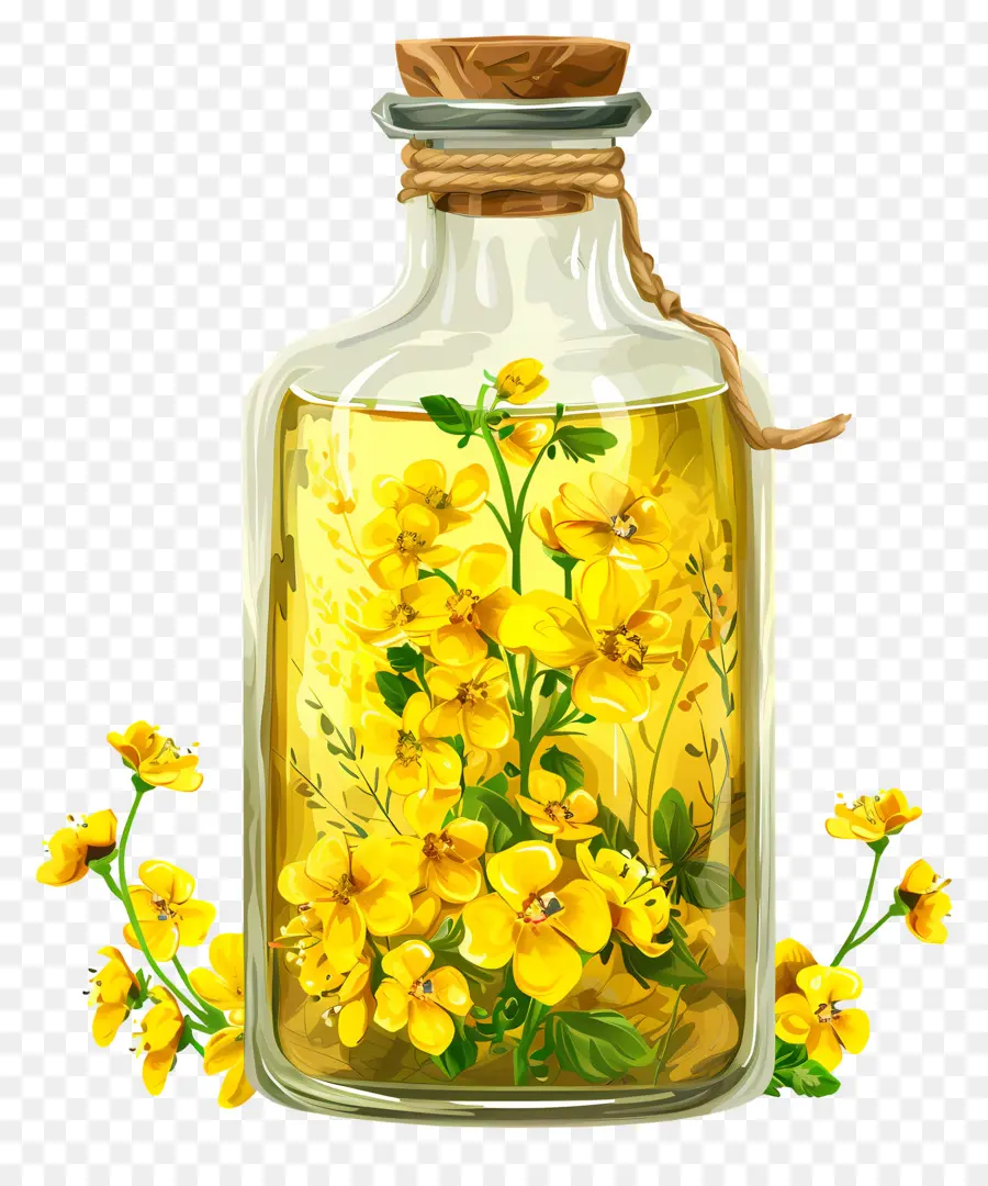 Aceite De Canola，Botella De Flores PNG