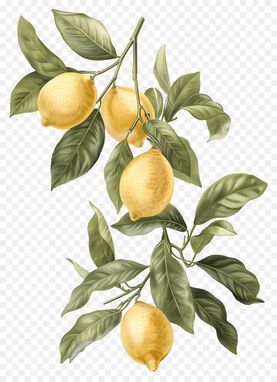 Limon Vintage，Rama De Limon PNG