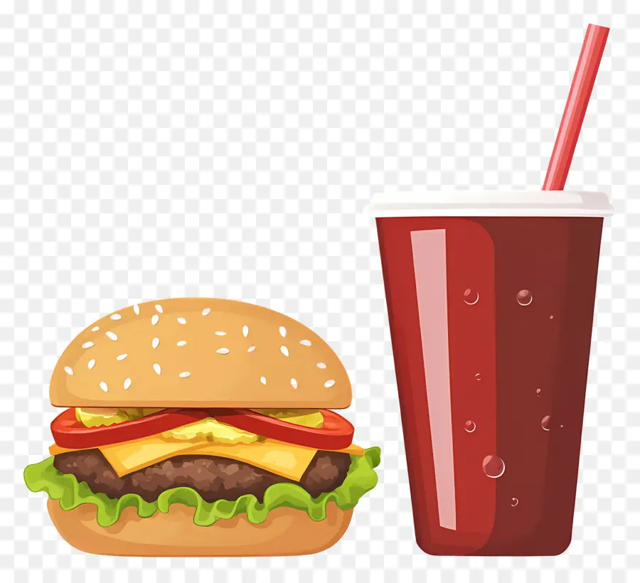 Hamburguesa Coca Cola，Hamburguesa Y Bebida PNG