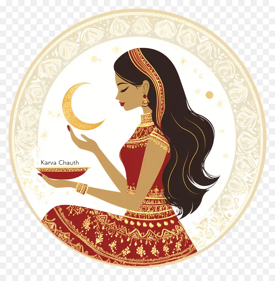 Karva Chauth，Mujer Con Diya PNG