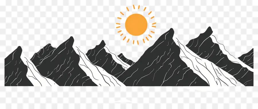 Contorno De Montaña，Cordillera Con Sol PNG